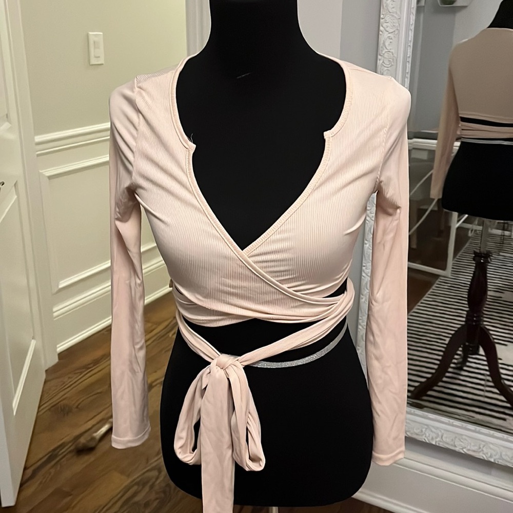 SHEIN beige wrap top